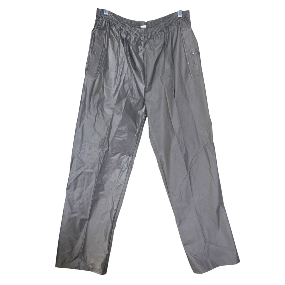 Vtg COLUMBIA Rain Pants‎ Men's Size Large PVC Gray waterproof/Snap pockets